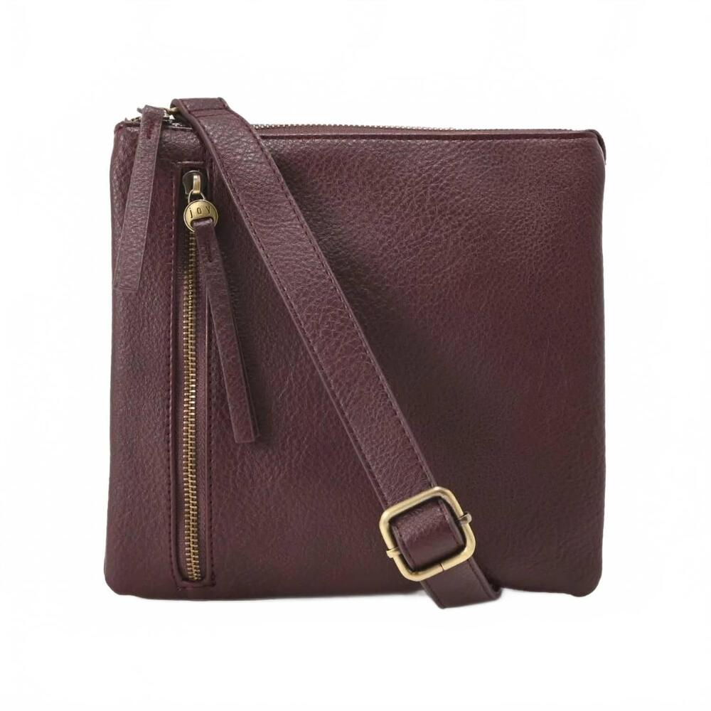 NEW JOY SUSAN women's dawn multi pocket compact crossbody bag in oxblood